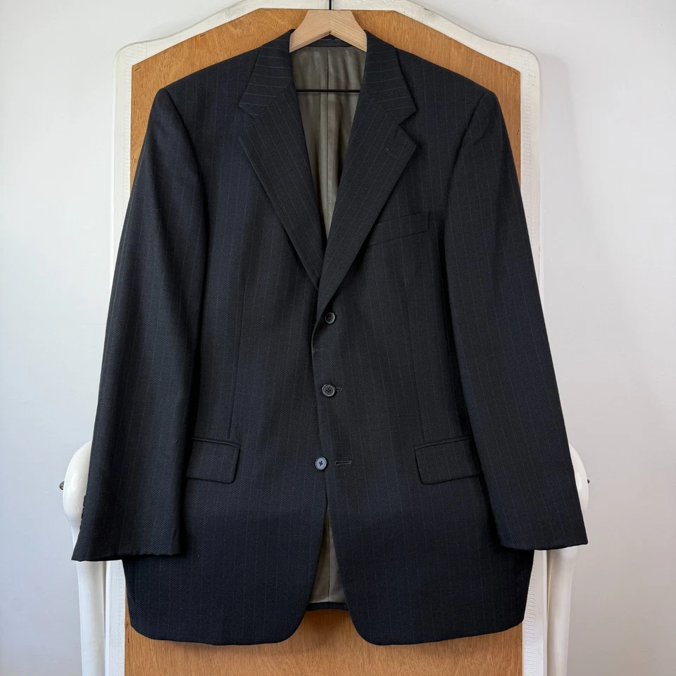 Tallia Uomo Suit Mens 42L Gray Pinstripe 3 Button 100% Wool Pants 40x30 Cuffed - Image 2 of 4