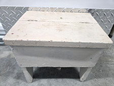 Antique Wooden Shoe Shine Box with Inside Cast Iron Foot Rest And Accessories