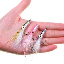 5PCS Luminous Eyes Squid Fly Flies Artificial Lure Streamer Saltwater Big Game