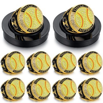 #ad 10pcs Softball Soccer Baseball MVP Championship Trophy Ring with Display Neck... $98.51