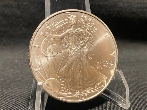 1997 $1 American Silver Eagle 1oz .999 Coin w Original Sleeve BU