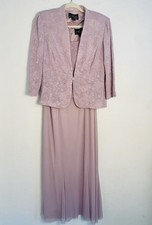 Alex Evenings 2PC Jacket  Dress Sz 8 light mauve Formal Occasion Sequins A-Line