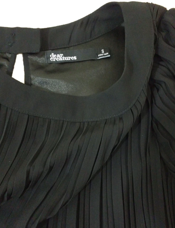 Dear Creatures~Mujer Talla S~Vestido Forrado con Funda a Cuadros Negro Manga 3/4 Formal. Foto 2 de 4