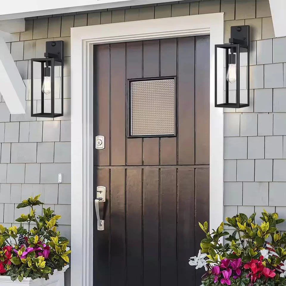 Cono de linterna de pared con cable para exteriores con sensor de movimiento negro de 19" 2Pk F88712-BK-MS nuevo Foto 3 de 4