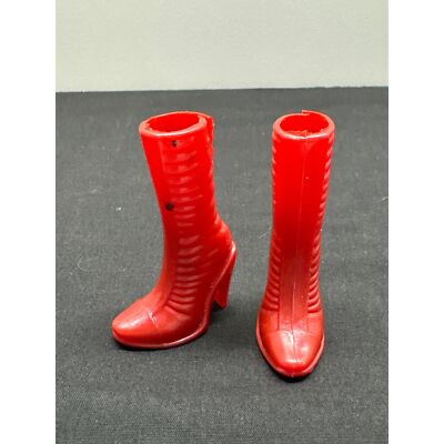 Vintage Red Plastic Doll Boots 1.5'' Tall - Retro Toy Accessory