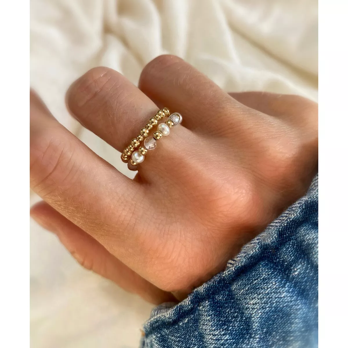 Moonstone and pearl ring deals