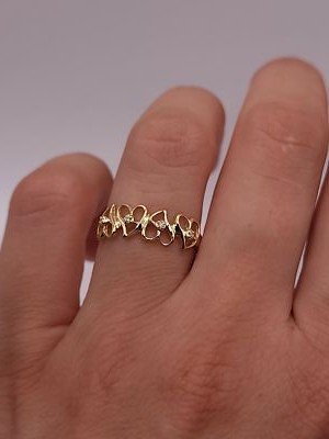 Ring 14 Kt Gold echter natürlicher Diamant Blume