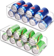 2 Pack Soda Can Organizer for Fridge, Clear Refrigerator Organizer Bins, Soda...