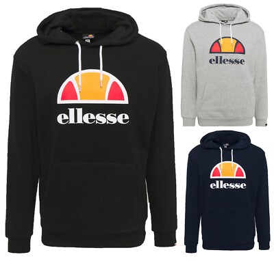 ellesse Herren Hoodie Sweat Overhead Dahryl Kapuzenpullover Oberteil schwarz blau grau