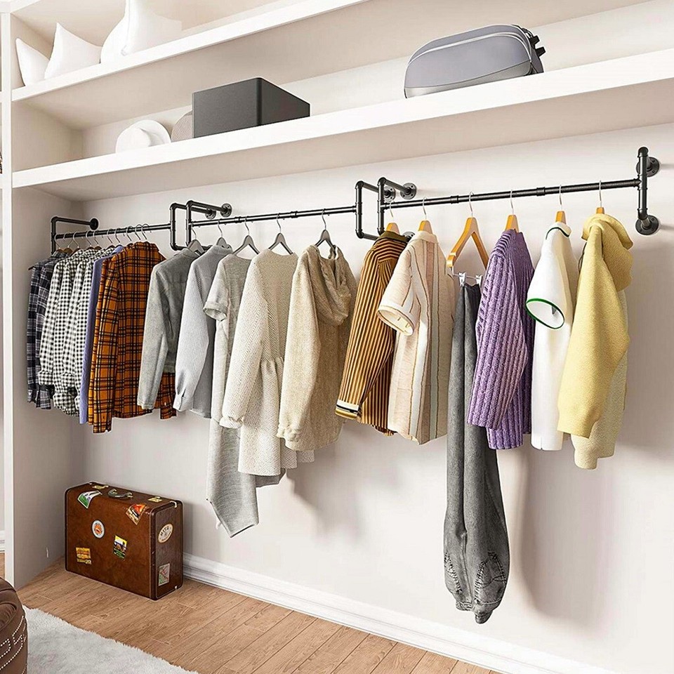 Wand-Kleiderständer Aus Metall – 5 Aufhängerringe Pro Stück, Schwarz, Platzsparend Für Schrank, Schlafzimmer Oder Waschküche