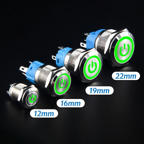 Ø 22mm Metall Druckschalter Drucktaster KFZ LED Beleuchtet 5V 12V 220V / 5A IP66 - Bild 17 von 34
