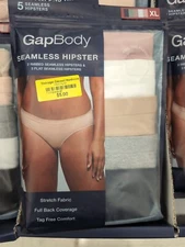 GapBody Women's 5-Pack Seamless Stretch Full Back Coverage Hipster Underwear XL