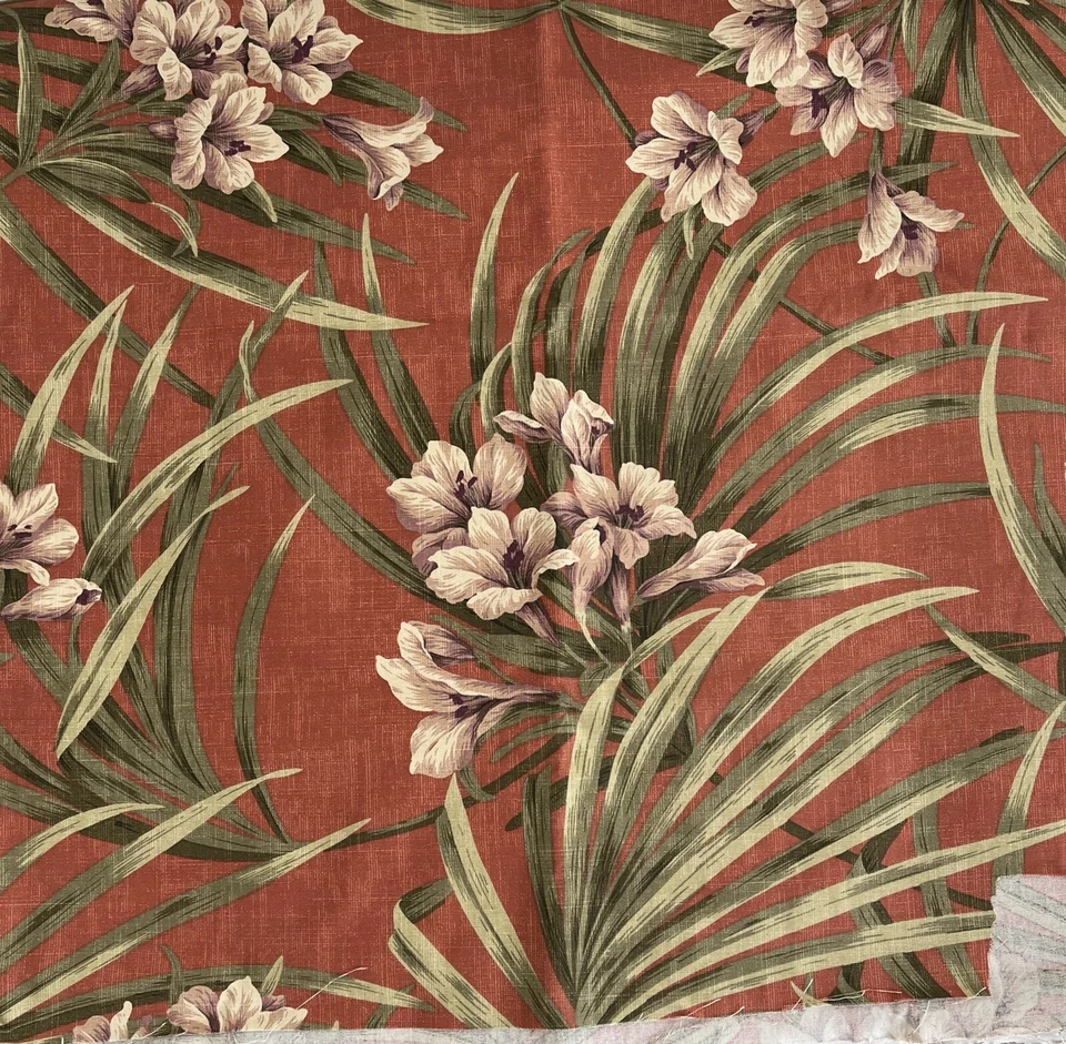 Tela Magnolia Hogar Moda Santo Tomás Estampado Tropical Fondo Naranja 1.4 Yardas Foto 2 de 4