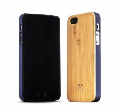 Woodcessories Handcrafted Case für Apple iPhone Hülle 5 / 5S / SE BAMBUS / BLAU NEU
