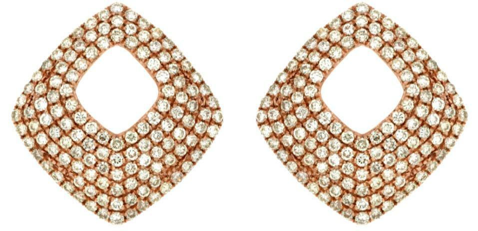 ORECCHINI CLASSICI ESTATE .75CT DIAMANTE ORO ROSA 14KT MULTI FILA PAVÈ QUADRATO