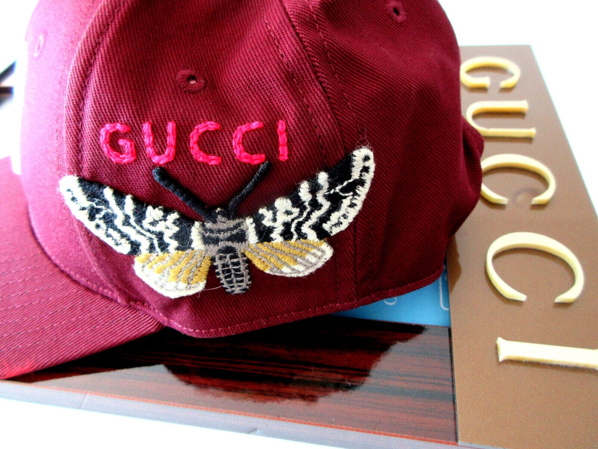 GUCCI NY YANKEES BASEBALL CAP EMBROIDERED BUTTERFLY APPLIQUE