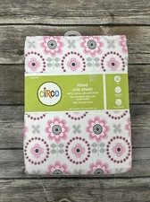 Circo Fitted Crib Sheet White Pink Floral 100% Cotton 200 Thread Count 28x52