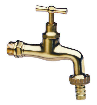 gebogener Wasserhahn Itap 355 gr 1/2'' aus poliertem Messing für Gartenbrunnen