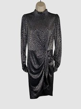 Calvin Klein Women's Black Metallic Ruffled Dress Size 4