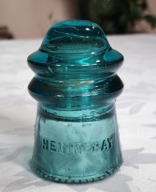 Vintage Hemingray No 9 Blue/Aqua Glass Insulator - Made In USA