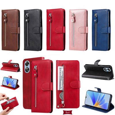 Zipper Leather Flip Wallet Cover Case For Oppo Realme C35 V23 9i 8i C20 C21 V11