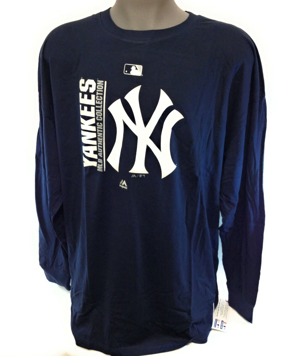 Mens Majestic New York NY Yankees MLB Authentic Coll Baseball Long Sleeve  Shirt