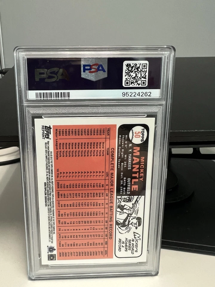 2012 TOPPS MICKEY MANTLE 1966 REIMPRESSÃO REFRATOR DE OURO #50 YANKEES PSA 10 LOW POP - Imagem 2 de 2