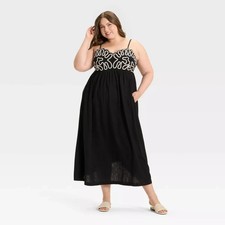 Women's Crewel Maxi A-Line Dress - A New Day 1X