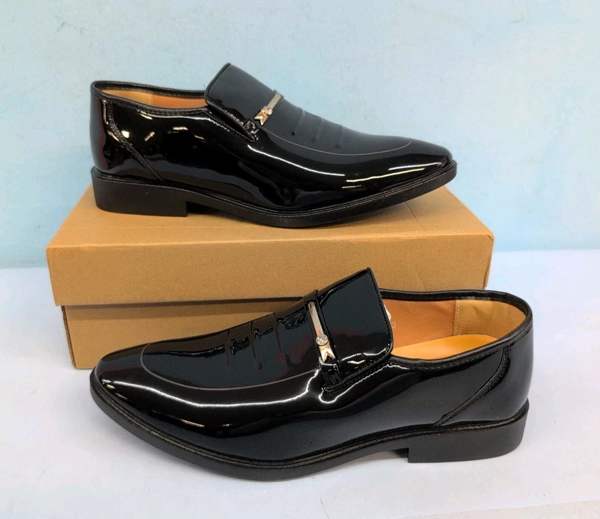 Vintage Ennesi gold men’s Italian patent leather shoes. Size 7.5. New with tags. Cesare Paciotti Luxury Italian Men main image 2