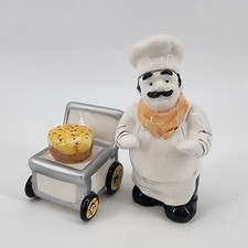 Vintage 1950s Red Plastic Chef Salt and Pepper Shaker Caddy Holder Figure — listing 6