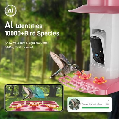 Hummingbird Feeder with Camera Outdoor, SV3C Hanging Bird Feeder with Ant Moat &