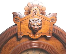 Old Lion Head Mantel Desk Clock Parisian Style Chime 22.5" Tall Gilbert Rare