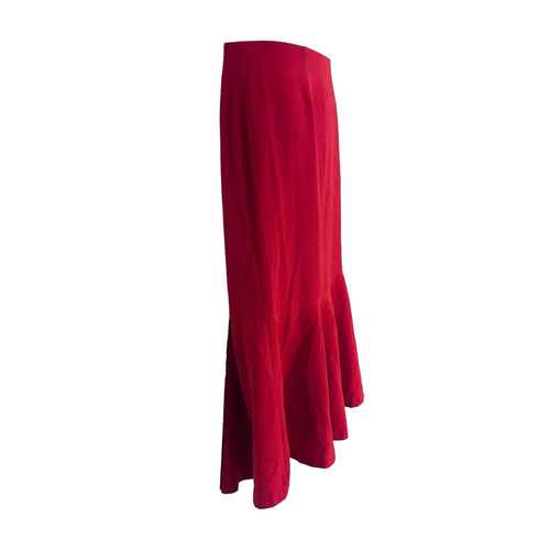 size 8 Red Ruffle Collar Monroe & Main Trumpet Hem Skirt Set Career Party Suit - Picture 12 of 19