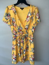 As you wish Womens Rayon Aline Dress yellow floral Lined Size M