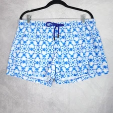 Vilebrequin Swim Trunks Shorts Mens XL Blue White Geometric Print Polyamide
