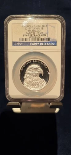2014 Tuvalu American Bald Eagle High Relief NGC PF69 UC Early Release 1oz Silver