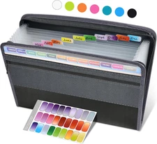 Accordion File Organizer with Safe Zipper, 12 Pocket Expanding File Folder with