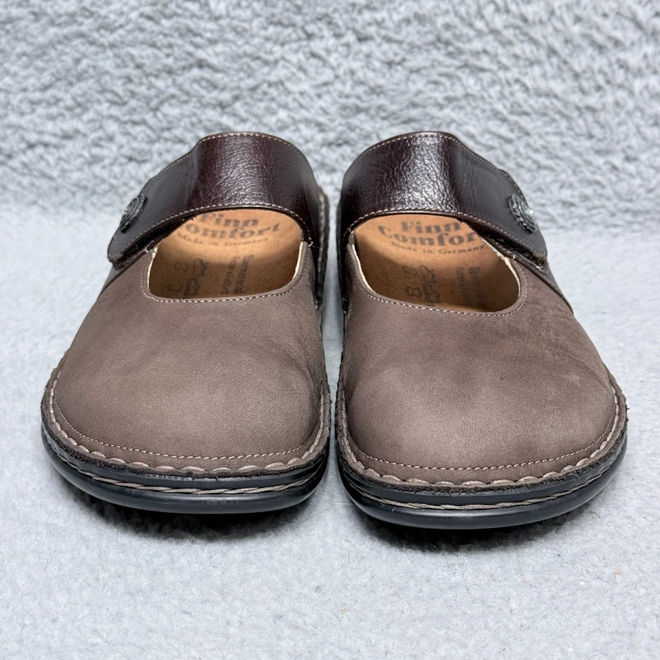 Finn Comfort Stanford Womens Size 9-9.5 Wide Mary Jane Slide Brown Leather - Image 2 of 4