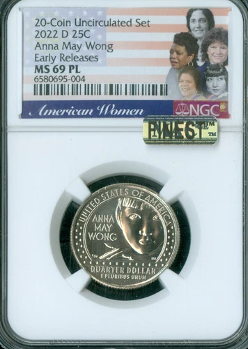 2022 D ANNA MAY WONG WOMEN'S QUARTER NGC MS69 PL MAC FINEST & SPOTLESS *