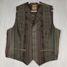Wah Maker Frontier Clothing Vest Men's Large Paisely Floral Print Western Cowboy