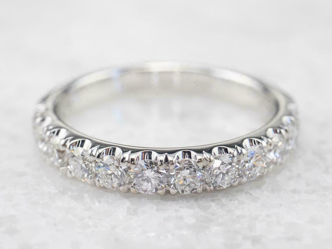 Eternity Wedding Band Ring 14K White Gold Finish 2Ct Round Cut Simulated Diamond-image