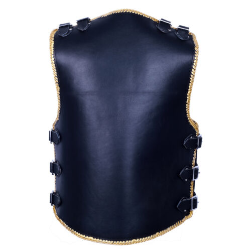 Mens Motorcycle Motorbike Club Vest Heavy Duty Braided 4mm Thick Cowhide Leather - Picture 6 of 7