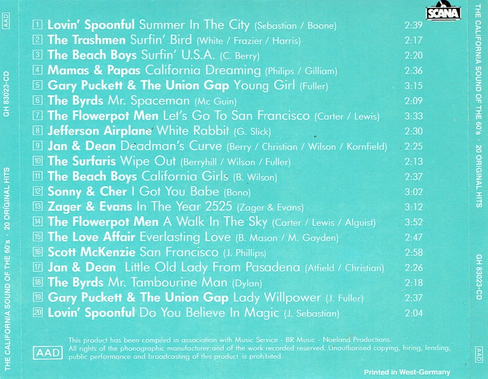 (CD) The California Sound Of The 60's (20 Original Hits) - The Trashmen, Byrds - Bild 2 von 2