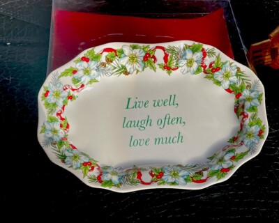 Spode 2007 Holidays Live Well, Laugh Often Love Much  Oval Trinket Dish 6 1/2 