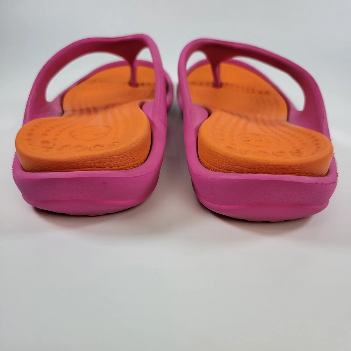 Crocs Thong Flip Flops Pink Orange Women 5 Men 3