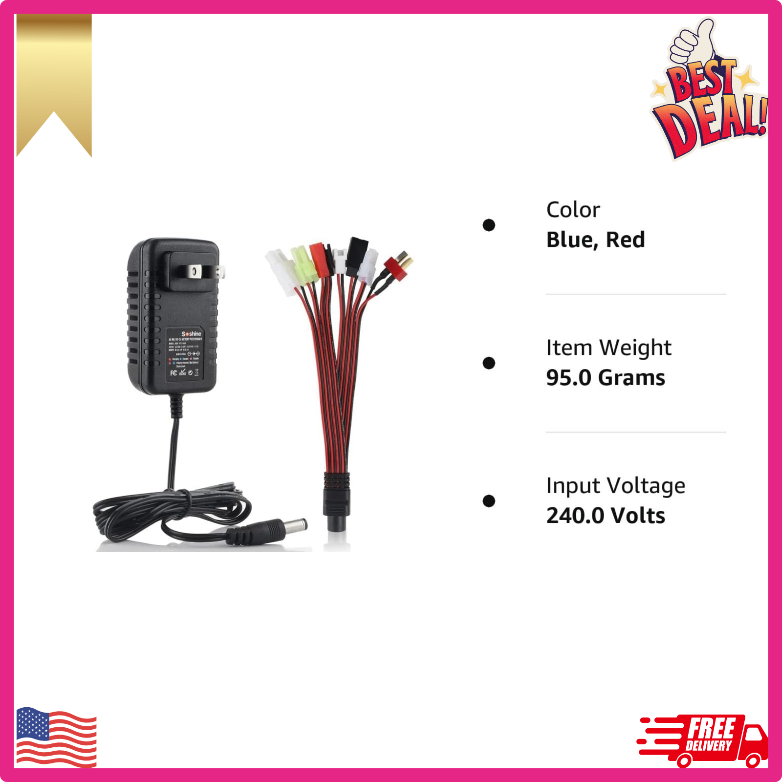 Caricabatterie Melasta 2s-10s Nimh Nicd 2.4V 3.6V 4.8V 6V 7.2V 8.4V 9.6V 10.8V 12V Nimh caricabatterie con 5 connettori  44