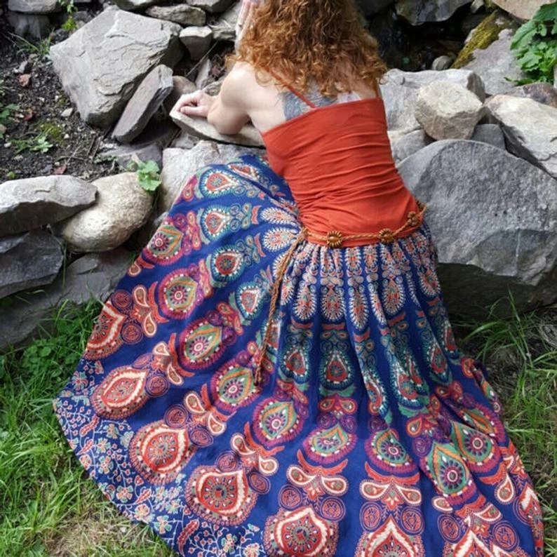 Indian Boho Skirt wrap skirt Boho Maxi skirts Mandala maxi skirt Bohemian skirt.