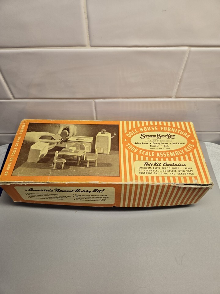 Vintage Strombecker Doll House Kitchen Furniture Set In Original Box eBay