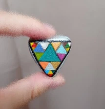 “Triangle” Original Art Acrylic Hand Painting On Natural Rock Table Home Decor