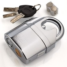 Heavy Duty Stainless Steel Waterproof Alarm Padlock with Keys - Outdoor Security